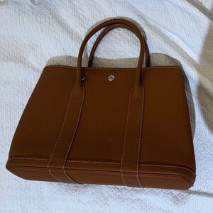 Brown Leather Tote Bag Garden Parti Inspired VERY GOOD CONDITON